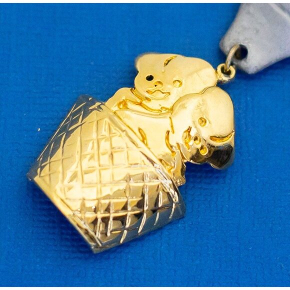 Vintage Hot Air Balloon Gold Silver Tone Family Brooch - D2 - Picture 2 of 3